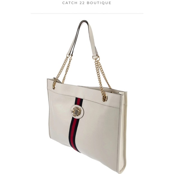 Gucci Rajah Large White Leather Chain Tote - Picture 3 of 10